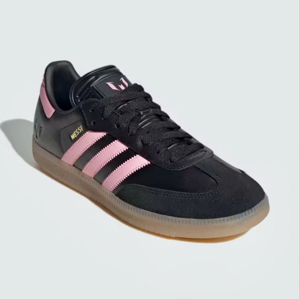 NIB ADIDAS MESSI SAMBA MENS INDOOR SOCCER LEATHER SHOES CORE BLACK/PINK SZ10 - Picture 11 of 17